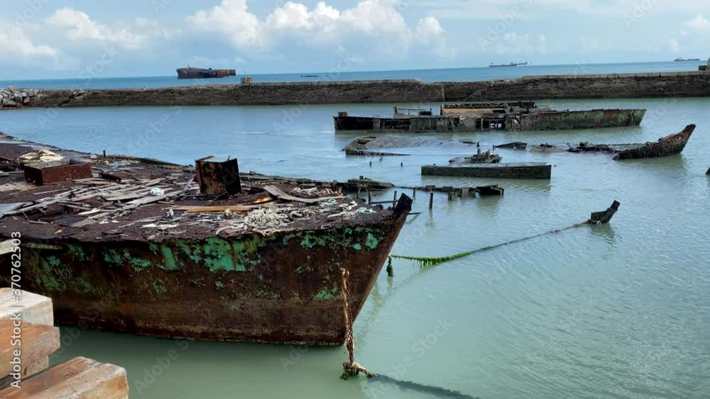 Abandoned Rusty Fishing. Shipwreck Graveyard with Several Abandoned Rusty Fishing Trawlers. Abandoned Rusty Fishing. Shipwreck Graveyard with Several Abandoned Rusty Fishing Trawlers.