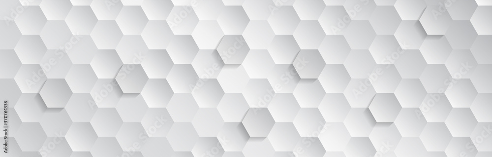 Abstract geometric background with hexagons. Polygonal shape light and shadow effect on the grey background