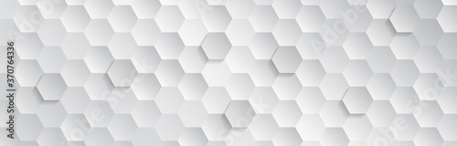 Abstract geometric background with hexagons. Polygonal shape light and shadow effect on the grey background
