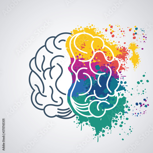 brain power template with colors splashing
