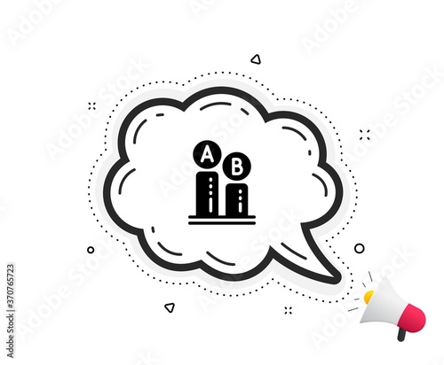 Ab testing icon. Quote speech bubble. Ui test chart sign. Quotation marks. Classic ab testing icon. Vector