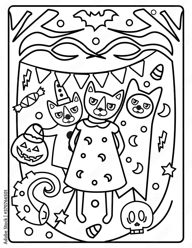 Fototapeta premium Halloween Coloring Page for Kids