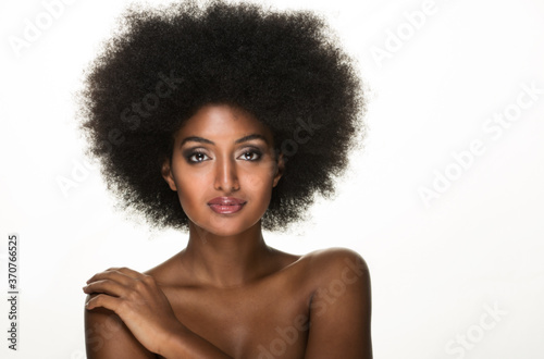 Beautiful black woman, beauty studio set