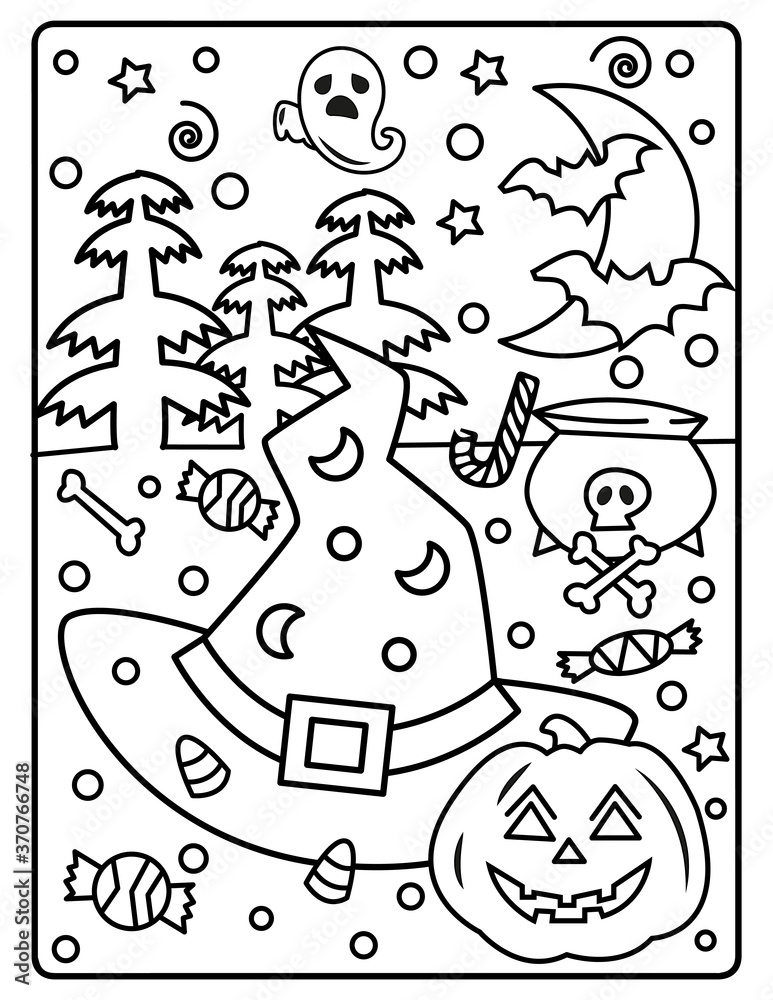 Fototapeta premium Halloween Coloring Page for Kids