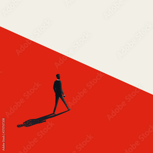 Business leader vector concept. Businessman walking to the other side. Fearless leadership manager.