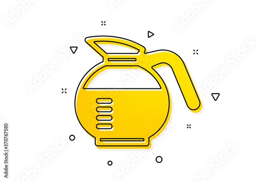 Coffee Hot drink sign. Coffeepot icon. Brewed fresh beverage symbol. Yellow circles pattern. Classic coffeepot icon. Geometric elements. Vector