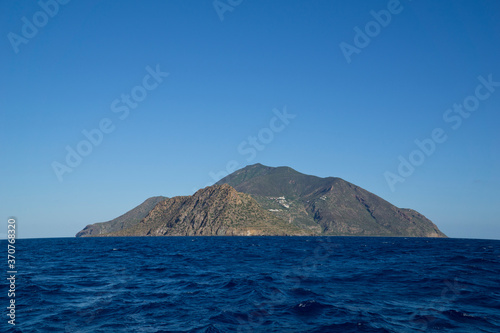 Italy Sicily Aeolian Island of Salina  seen from the sea