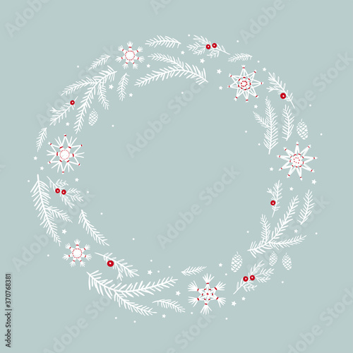 Cute hand drawn christmas design with branches. Great for cards, wallpapers, banners.