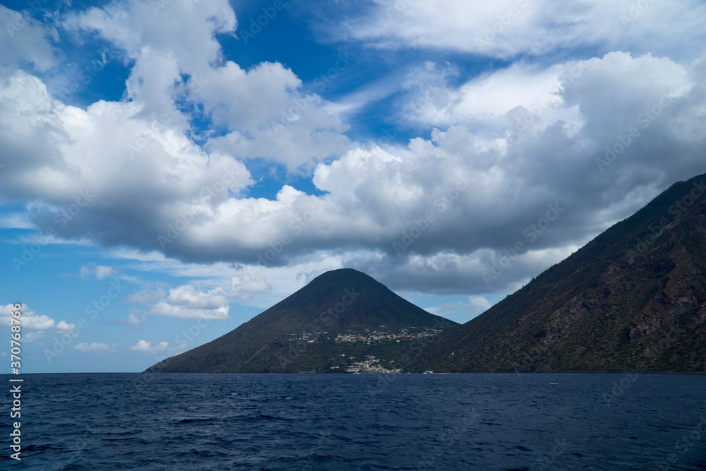 Italy Sicily Aeolian Island of Salina, seen from the sea