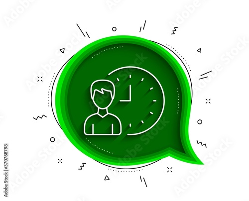 Business project deadline line icon. Chat bubble with shadow. Working hours or Time management sign. Thin line working hours icon. Vector