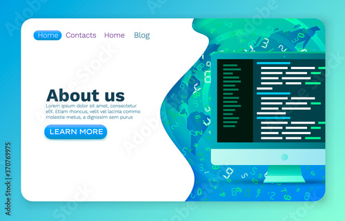 Programming code development, program software application, website banner. Vector