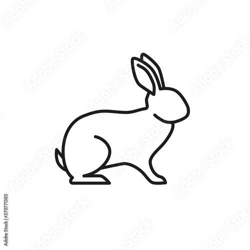 Rabbit simple flat line icon for web. Bunny linear illustration. Black outline modern hare pictogram design. - Vector