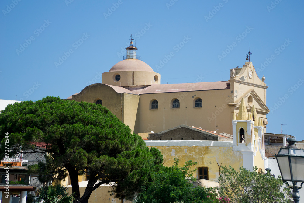 Italy Sicily Aeolian Island of Salina, seen from the harbour, Church of St. Catherine of Alexandria