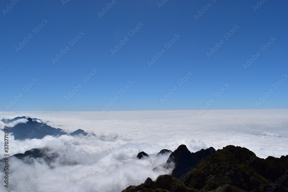 Sea of ​​clouds seen from Mt. Fansipan the highest peak in Vietnam