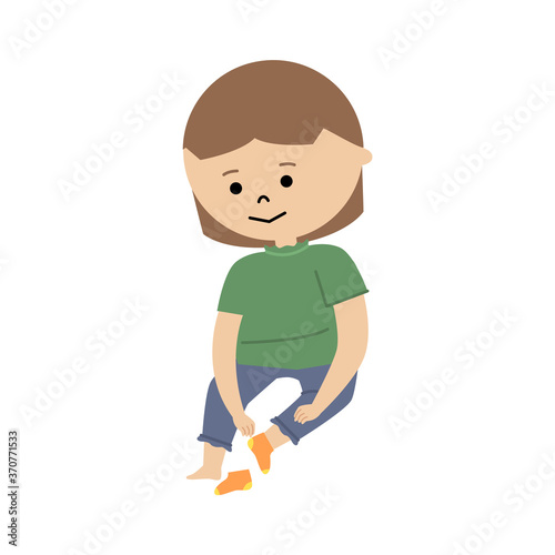 靴下を履いている女の子のイラスト