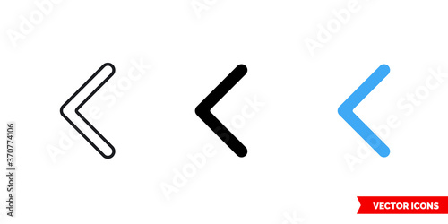 Left icon of 3 types color, black and white, outline. Isolated vector sign symbol.