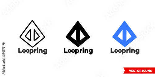 Loopring cryptocurrency icon of 3 types color, black and white, outline. Isolated vector sign symbol.
