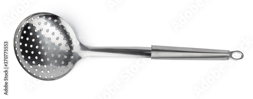 Aluminum new kitchen utensil isolated on white photo