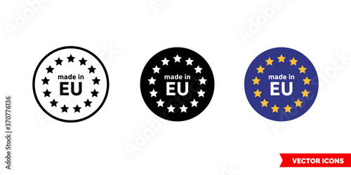 Made in EU icon of 3 types color, black and white, outline. Isolated vector sign symbol.