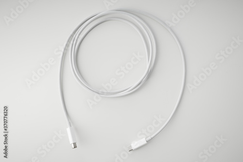 White wire cable isolated on a white background