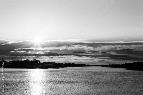 black and white dramatic sunset photo