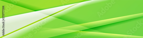 Bright green glossy stripes abstract banner design. Vector artistic background