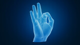 3D hand showing the OK sign