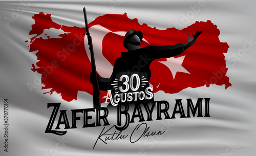 Happy August 30th Victory Day (Turkish: 30 Agustos Zafer Bayrami Kutlu Olsun) Billboard, Greeting Card, Social Media Design