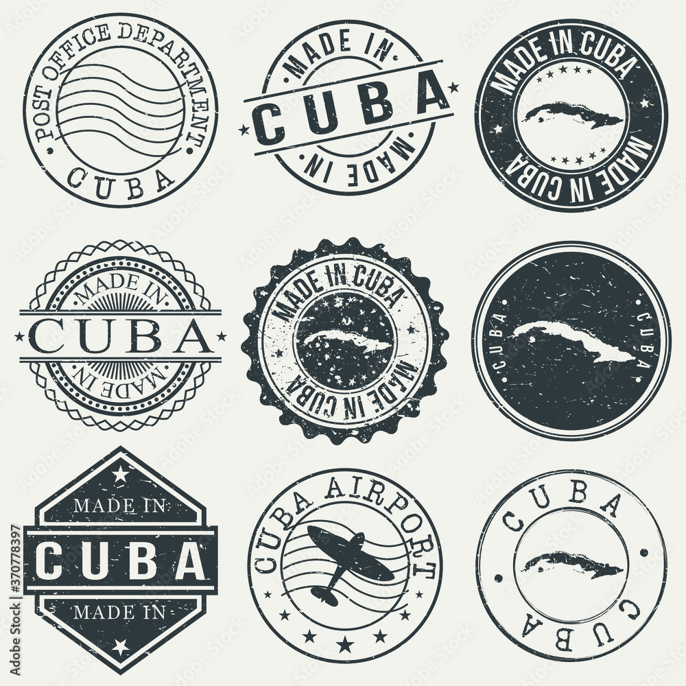 Vettoriale Stock Cuba Set of Stamps. Travel Stamp. Made In Product. Design  Seals Old Style Insignia. | Adobe Stock