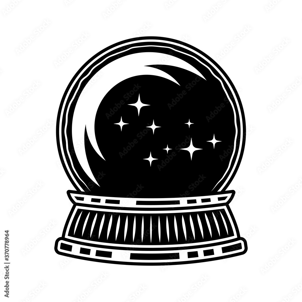 Crystal ball of witch vector black illustration Stock Vector | Adobe Stock