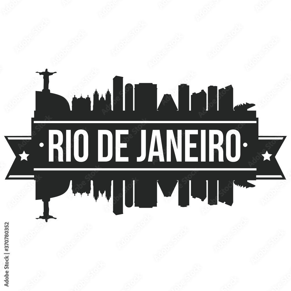 Rio de Janeiro Skyline Stamp Silhouette Vector City Design Art Landmark Brazil.