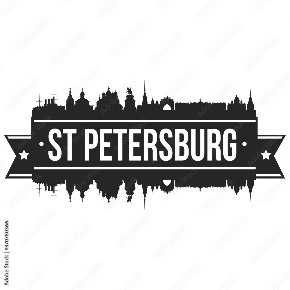 St Petersburg Skyline Stamp Silhouette Vector City Design Art Landmark Russia.
