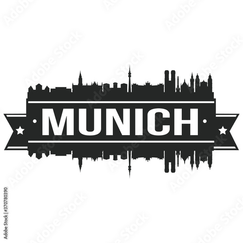Munich Skyline Stamp Silhouette City Design Vector Art landmark Germany.