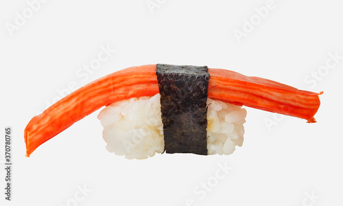 Crab stick Japanese sushi on a white background photo