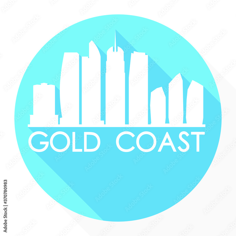 Gold Coast Australia Flat Icon Skyline Silhouette Design City Vector Art Round.