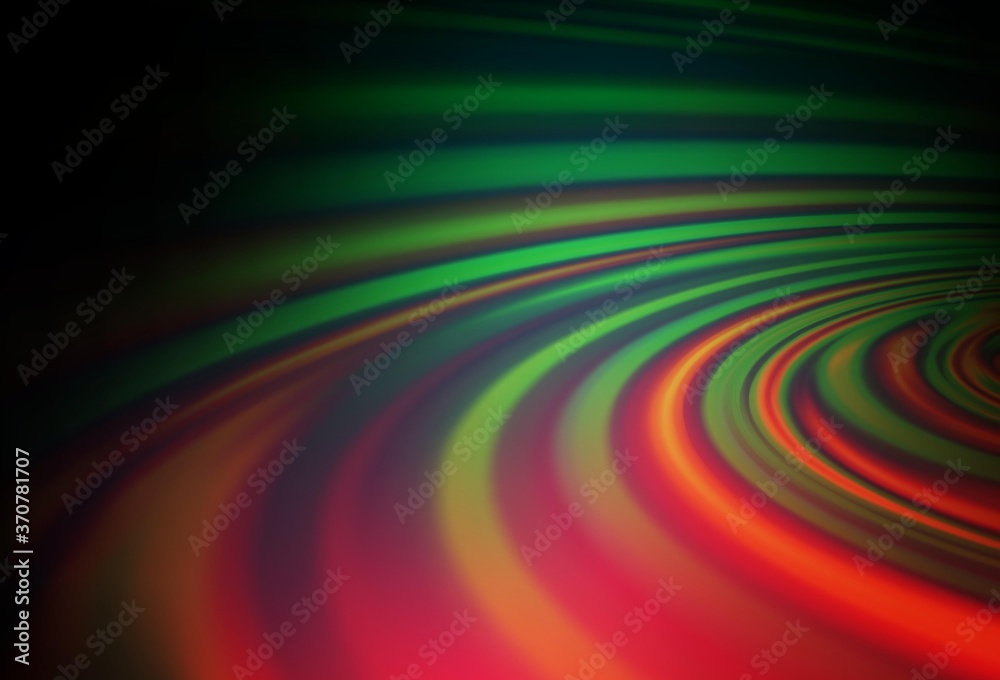 Dark Green, Red vector pattern with curved circles. Dark Green, Red vector pattern with curved circles.