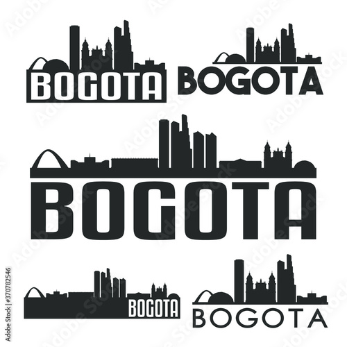 Bogota Colombia Flat Icon Skyline Vector Silhouette Design Set.