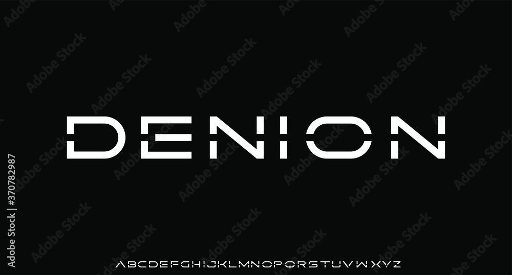 Denion, minimalist futuristic font alphabet vector set