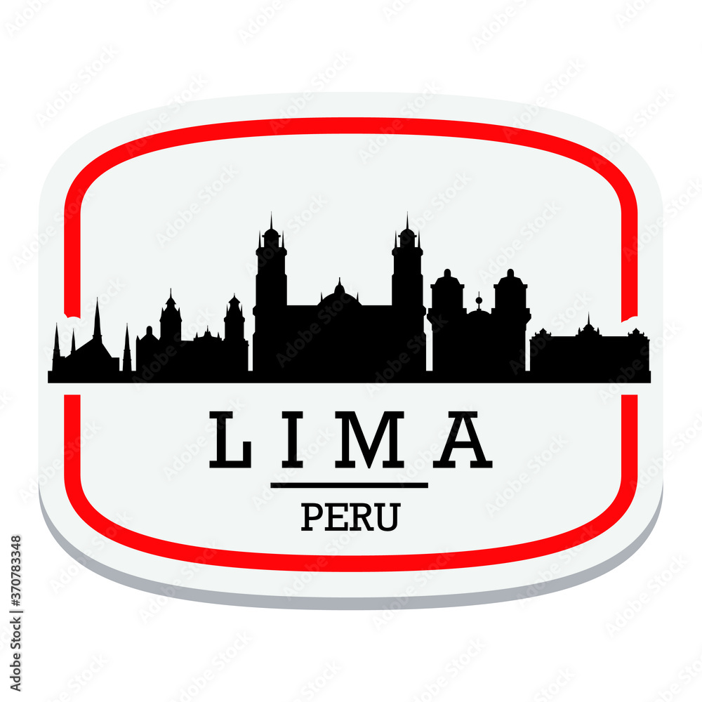 Lima Peru Label Stamp Icon Skyline City Design Tourism.