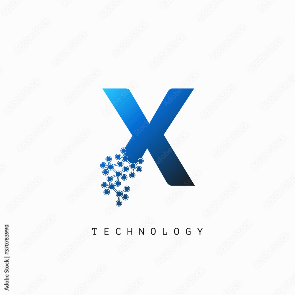 Fototapeta premium Techno Science Initial X Letter Logo Vector Design.