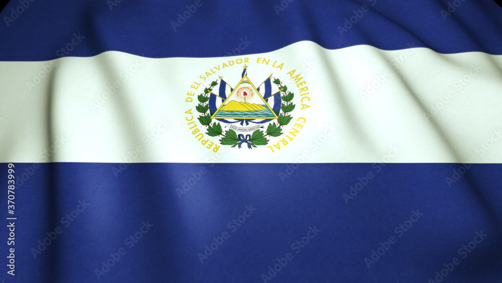 Fototapeta premium Waving realistic El Salvador flag on background, 3d illustration
