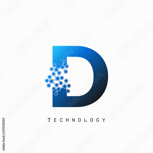 Techno Science Initial D Letter Logo Vector Design.