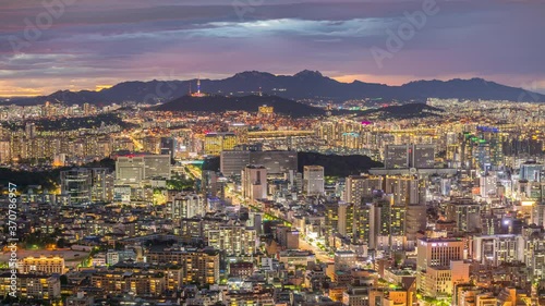 Aerial view of seoul city at Korea.