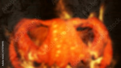 Halloween Pumpkin Jack O’ Lantern Burning in Flames in a Haunted, Scary Ambient. Happy Halloween animation photo