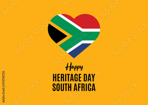 Happy Heritage Day South Africa vector. Flag of South Africa in heart shape vector. Public holiday in South Africa. Important day