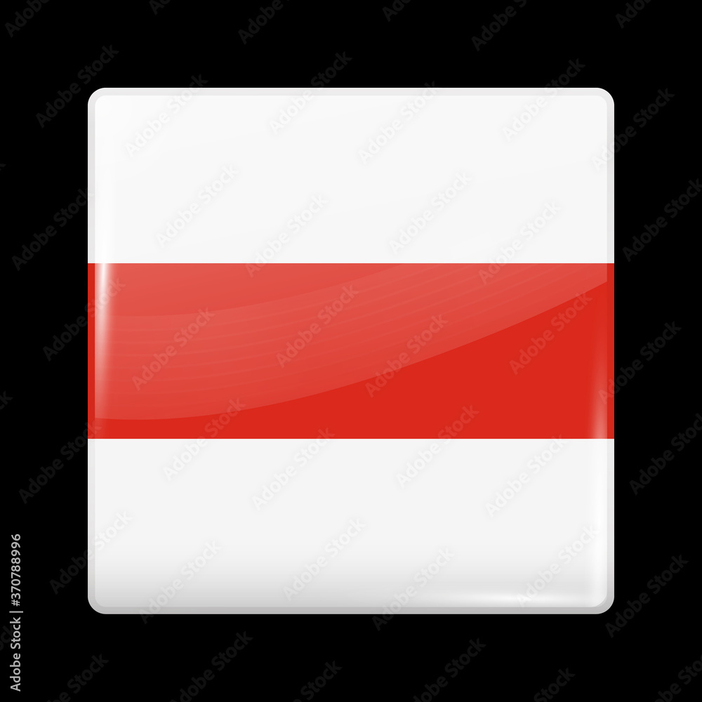Belarus. Historical White-Red-White Flag. Glossy Icon Square Shape. Button Belarus. Historical White-Red-White Flag. Glossy Icon Square Shape. Button