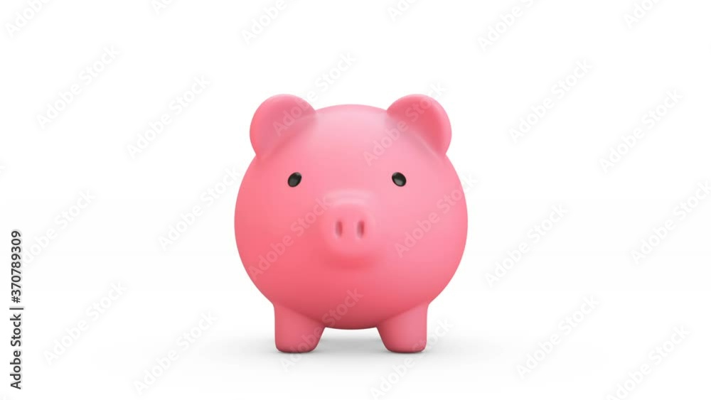 3d render of Golden coins falling into a piggy bank. Pink piggy bank Get bigger when receiving coins . Money saving concept. front view. Isolated. 3d render of Golden coins falling into a piggy bank. Pink piggy bank Get bigger when receiving coins . Money saving concept. front view. Isolated.