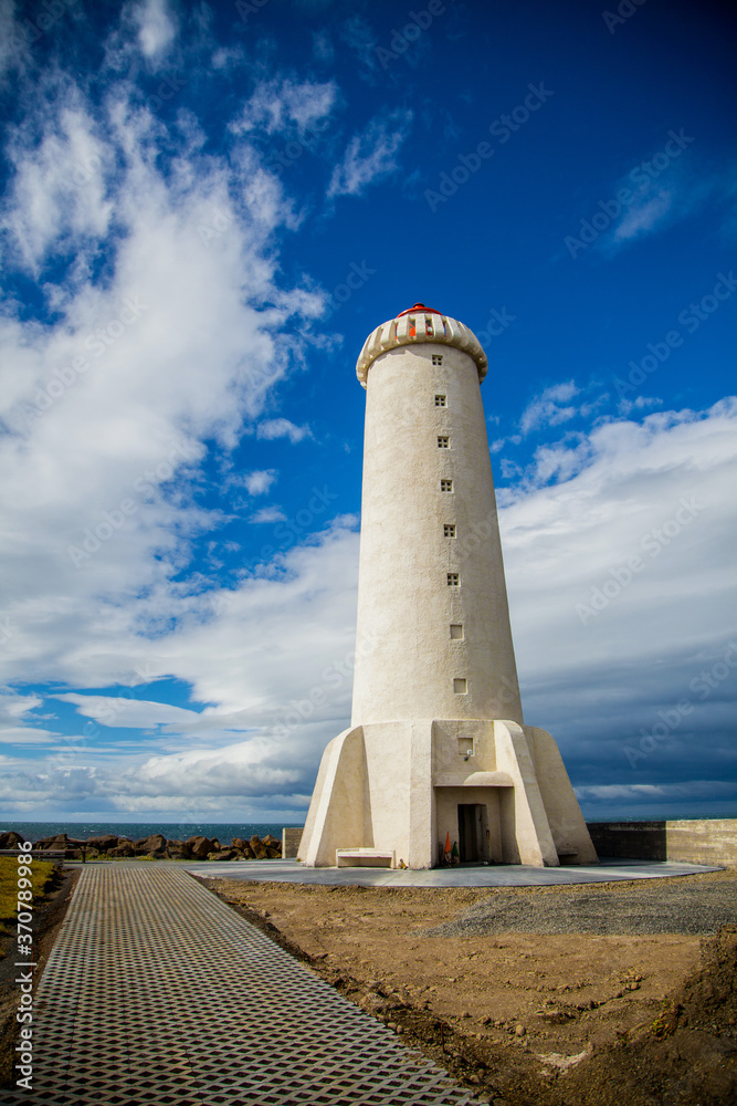Fototapeta premium Old Akranes Lighthouse just north of Reykjavik, Iceland