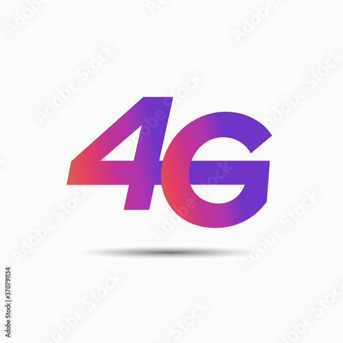 4g logo vector icon. 4 g network speed of wireless internet technology. Broadcast symbol concept. Wifi broadband modern flat design for 4th generation of mobile internet. Orange and purple gradient V1