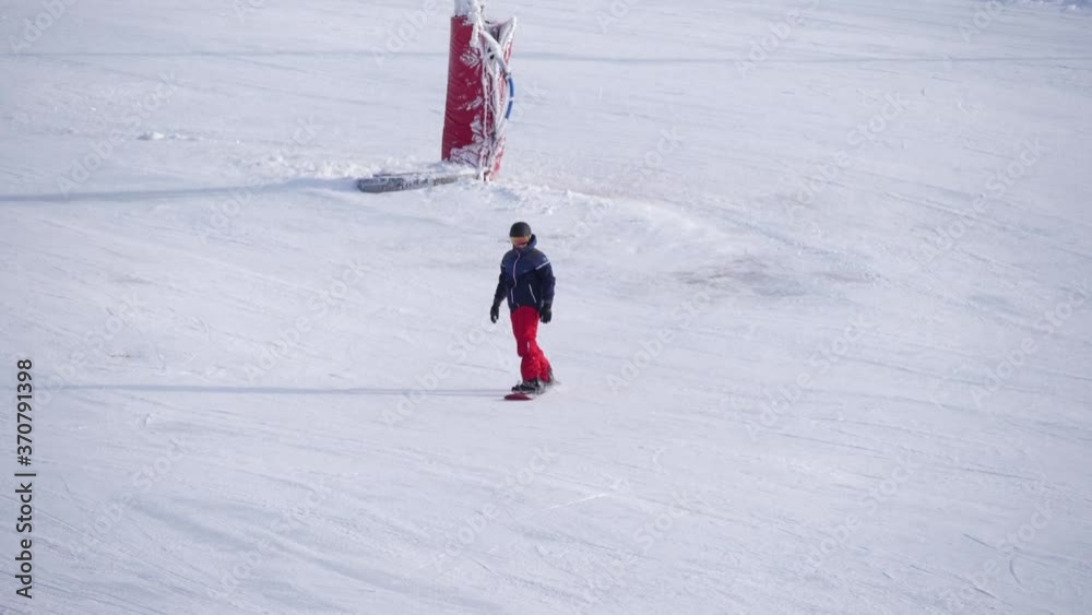 practicing snowboard in ski slope winter slow motion practicing snowboard in ski slope winter slow motion